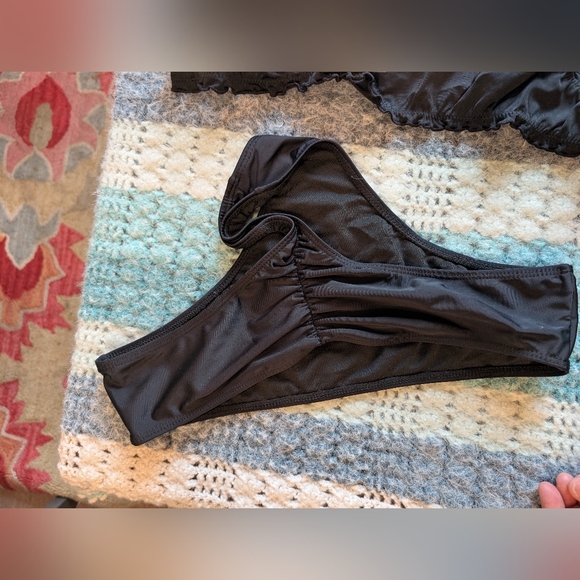 Black High-Cut Bikini Bottom Size Large - Picture 2 of 3